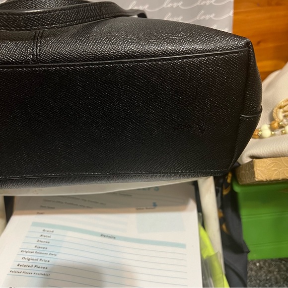 Coach Black Crossgrain Leather Zip Tote Shoulder Bag 4454 - Picture 16 of 16